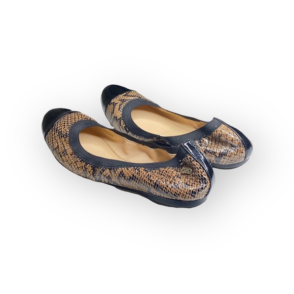 Cole Haan ⌘ Deltona Cap Toe Gore Leather Ballet Flats ⌘ Brown Snakeskin ⌘ 7.5M - Picture 4 of 16